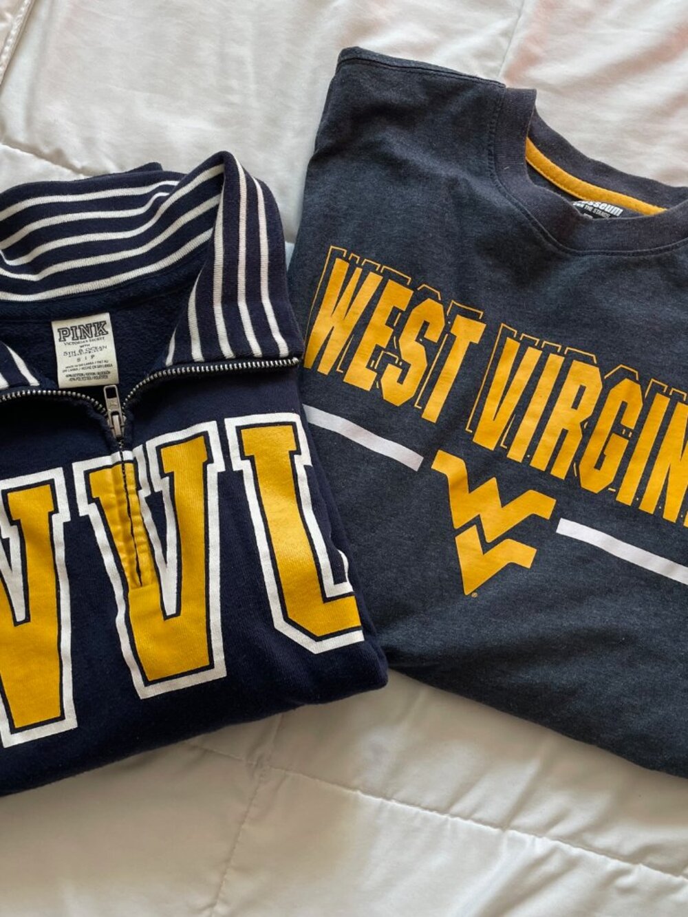 WVU Mountaineers sweatshirt & long-sleeved tee (bundle), size S